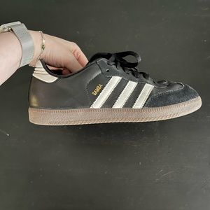 Adidas sambas in black with brown sole